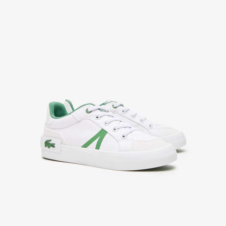 Kids Lacoste Shoes | Children'S Lacoste L004 Textile Trainers White & Green 082