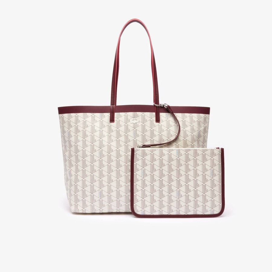 Women Lacoste Bags | Coated Canvas Monogram Tote Mono Farine Zin M62