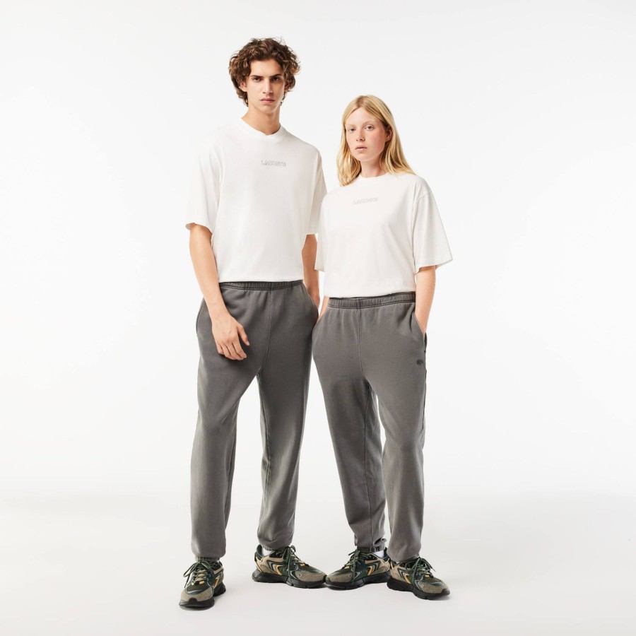 Women Lacoste Trousers & Shorts | Fleece Cotton Jogger Track Pants Grey S0I