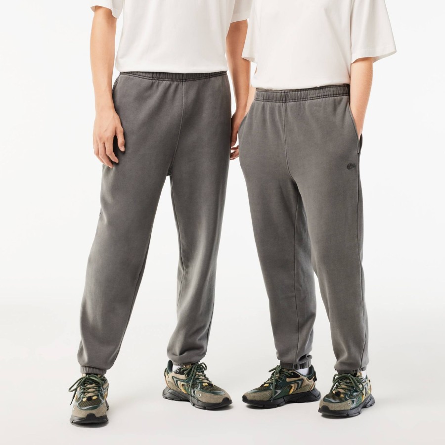 Women Lacoste Trousers & Shorts | Fleece Cotton Jogger Track Pants Grey S0I