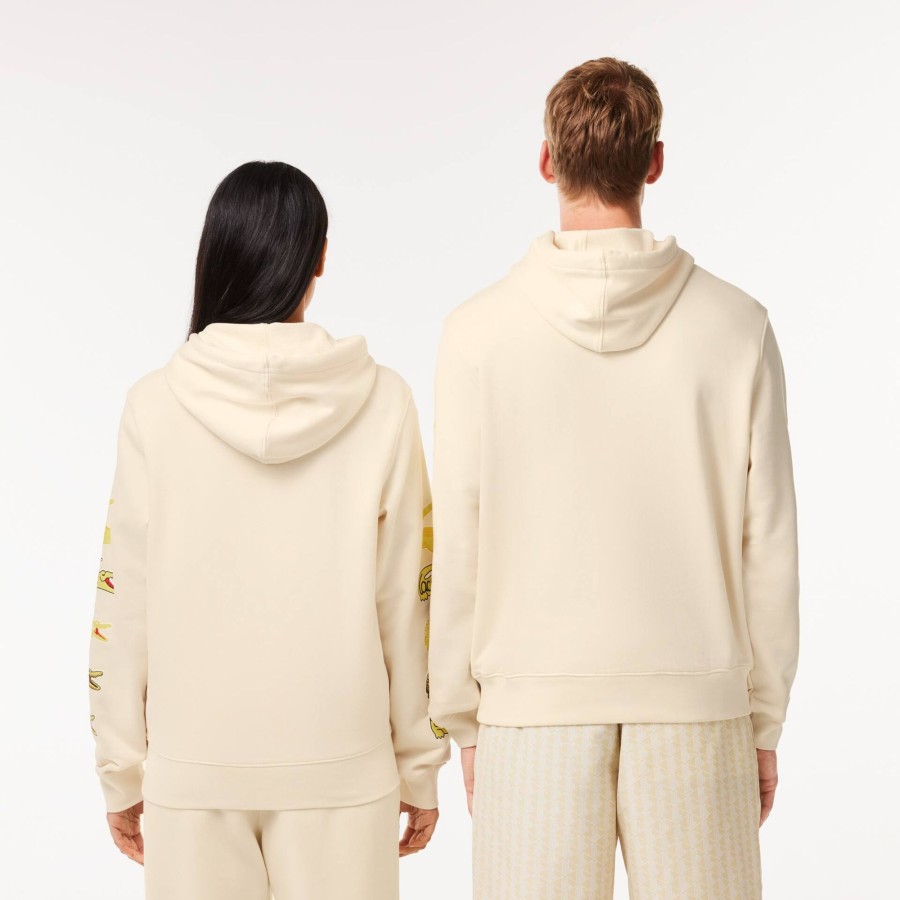 Women Lacoste Sweatshirts | Contrast Crocodile Hoodie Ecru White Xfj