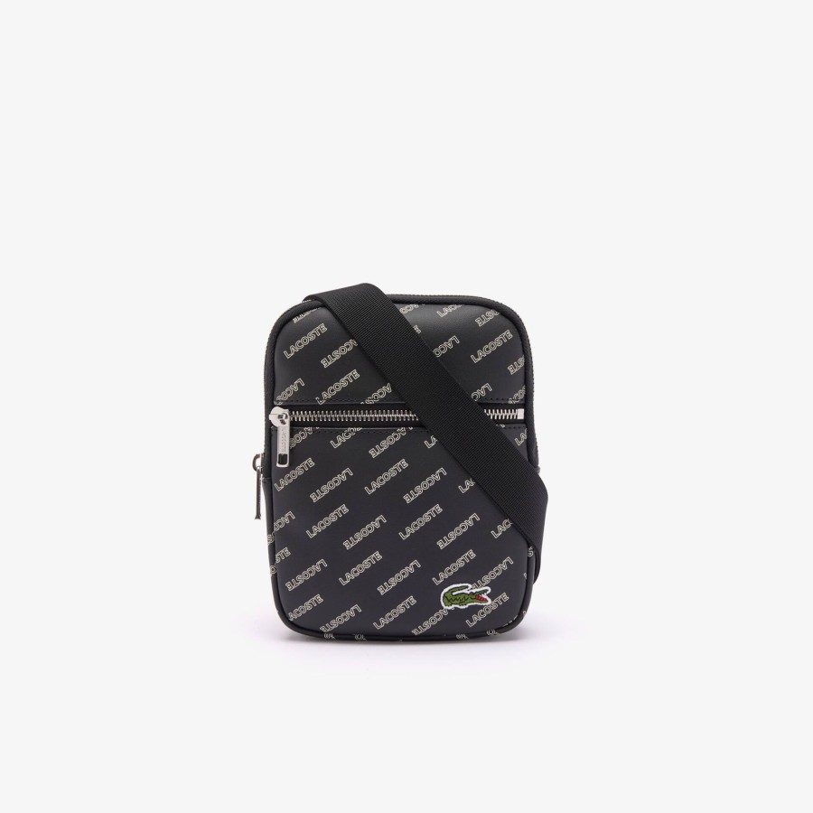 Men Lacoste Vertical Bags | Lcst Logo Print Satchel Noir Farine