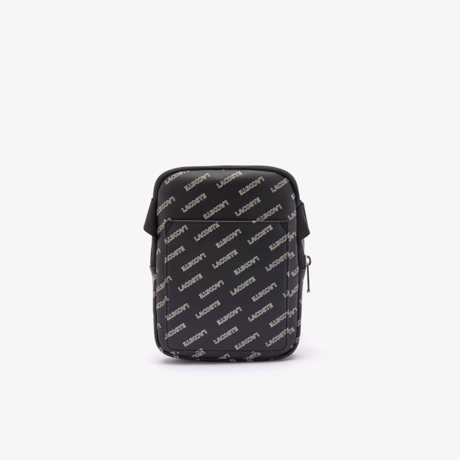 Men Lacoste Vertical Bags | Lcst Logo Print Satchel Noir Farine