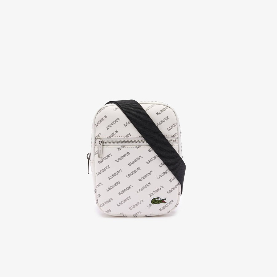 Men Lacoste Vertical Bags | Lcst Logo Print Satchel Farine Noir