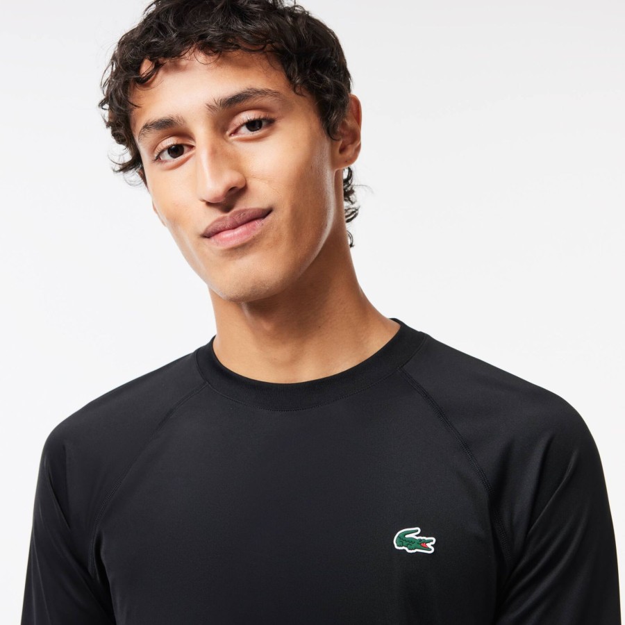 Men Lacoste Fitness & Training | Long Sleeved Stretch Jersey Sport T-Shirt Black