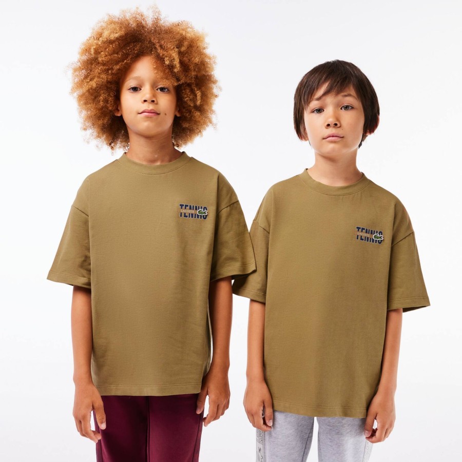 Kids Lacoste Girl Clothing | Cotton Back And Front Print T-Shirt Brown Six