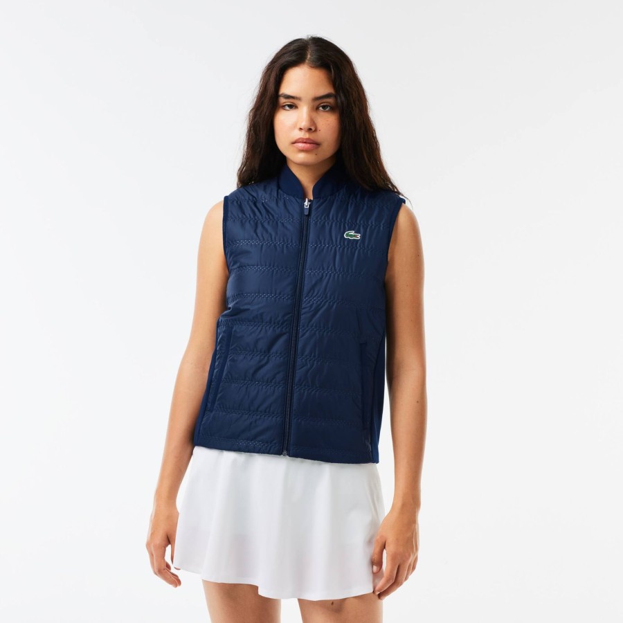 Women Lacoste Fitness & Training | Women'S Lacoste Sport Golf Gilet Navy Blue / Bordeaux R1I