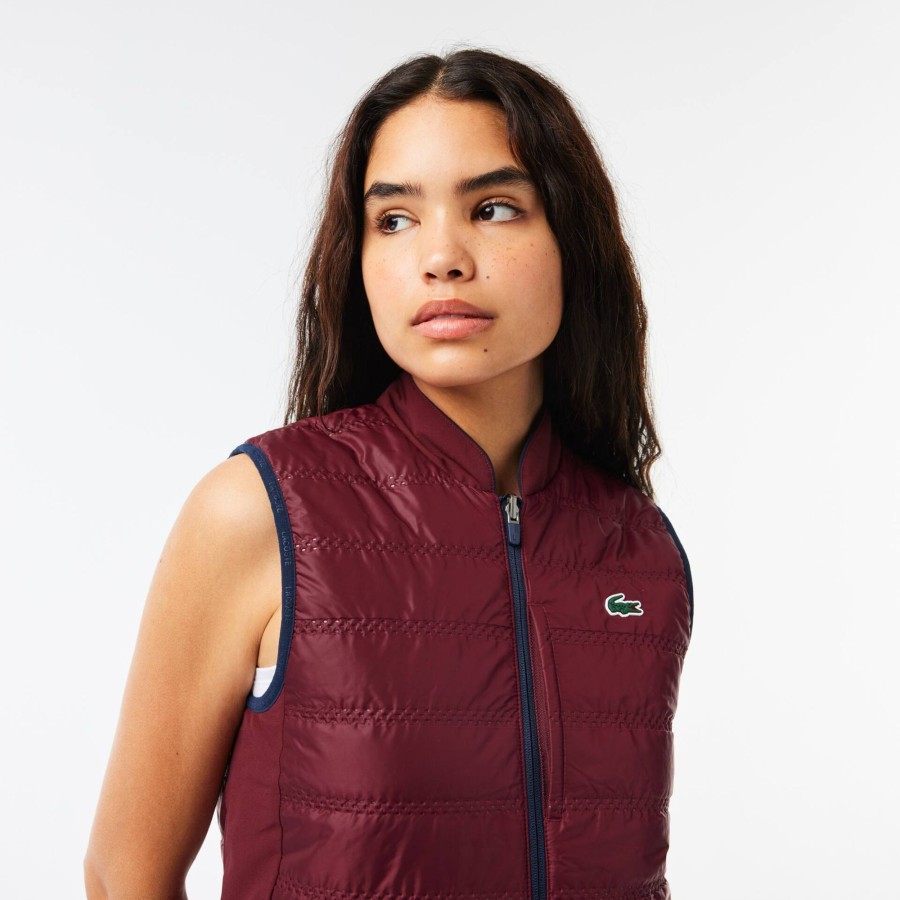 Women Lacoste Fitness & Training | Women'S Lacoste Sport Golf Gilet Navy Blue / Bordeaux R1I