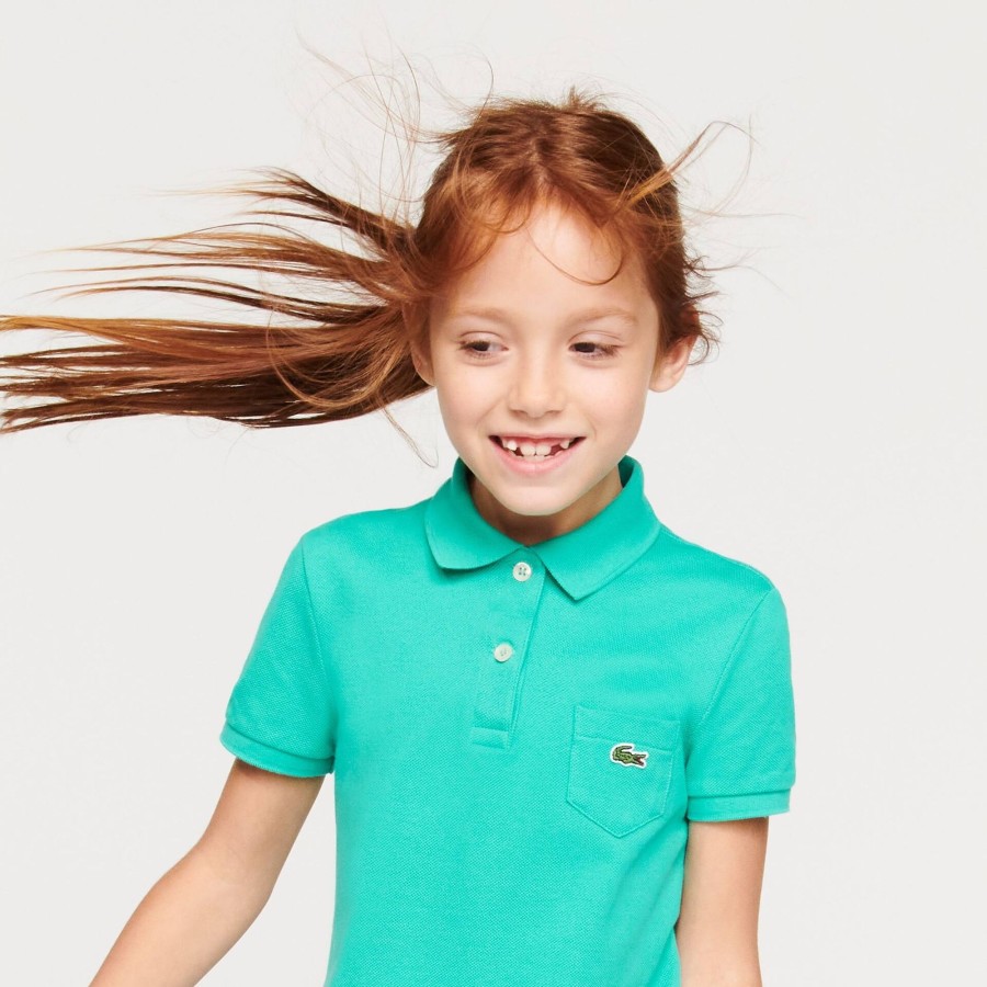 Kids Lacoste Girl Clothing | Girl'S Polo-Style Cotton Dress Turquoise Nrj