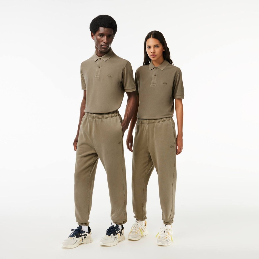 Women Lacoste Trousers & Shorts | Fleece Cotton Jogger Track Pants Khaki Green S3I