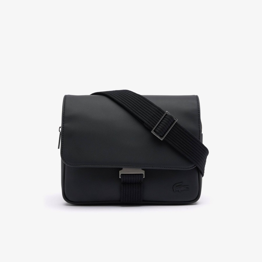 Men Lacoste Vertical Bags | Men'S Classic Ipad Pocket Flap Close Bag Noir