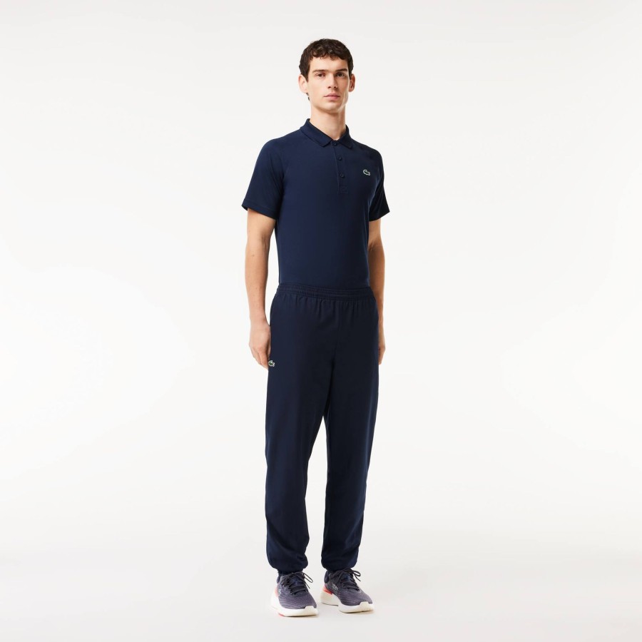 Men Lacoste Fitness & Training | Men'S Lacoste Sport Lightweight Fabric Tracksuit Trousers Navy Blue