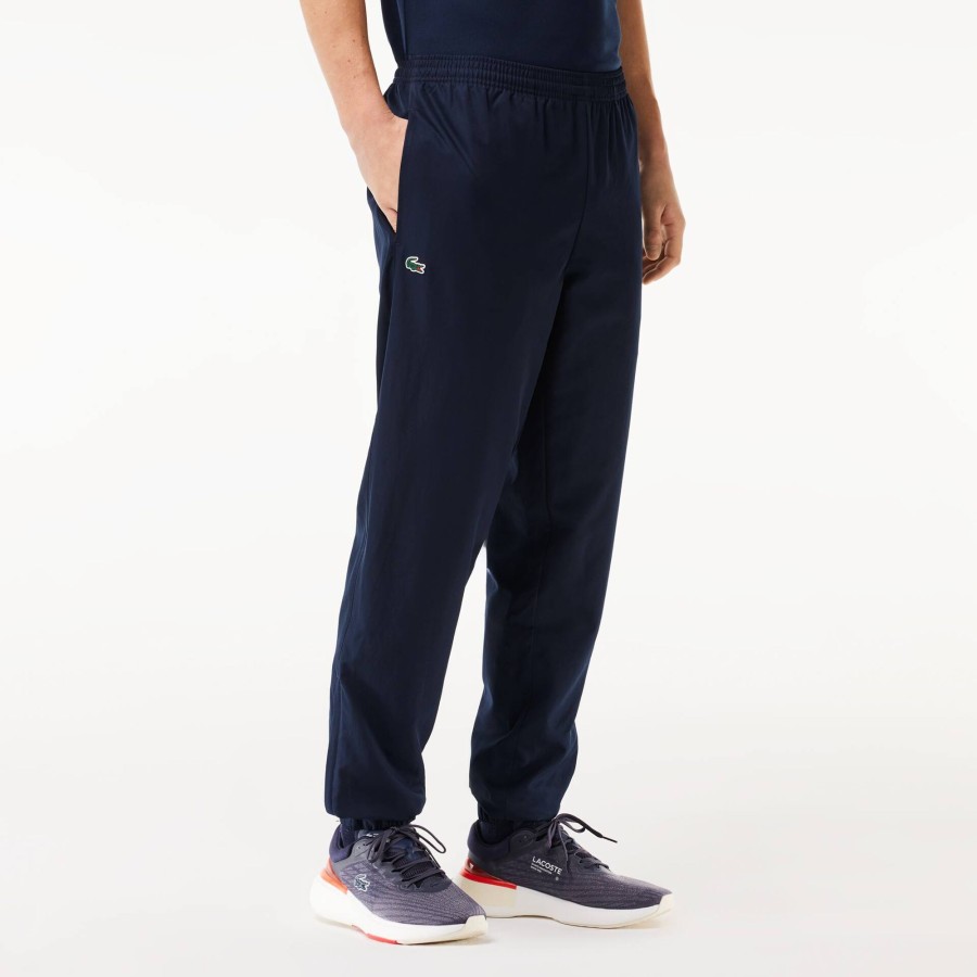 Men Lacoste Fitness & Training | Men'S Lacoste Sport Lightweight Fabric Tracksuit Trousers Navy Blue