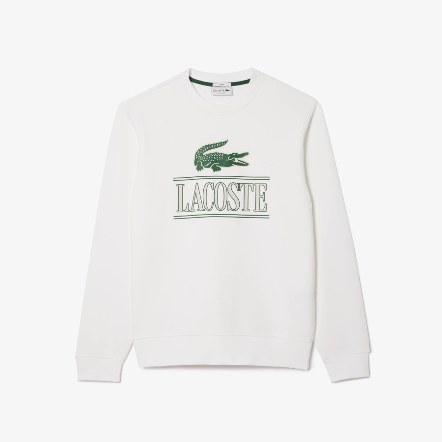 Women Lacoste Sweatshirts | Cotton Fleece Branded Jogger Sweatshirt White 001