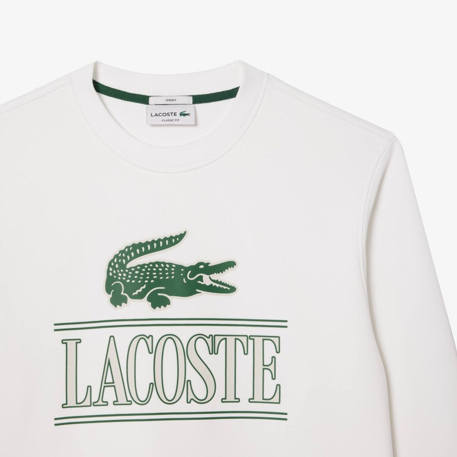 Women Lacoste Sweatshirts | Cotton Fleece Branded Jogger Sweatshirt White 001