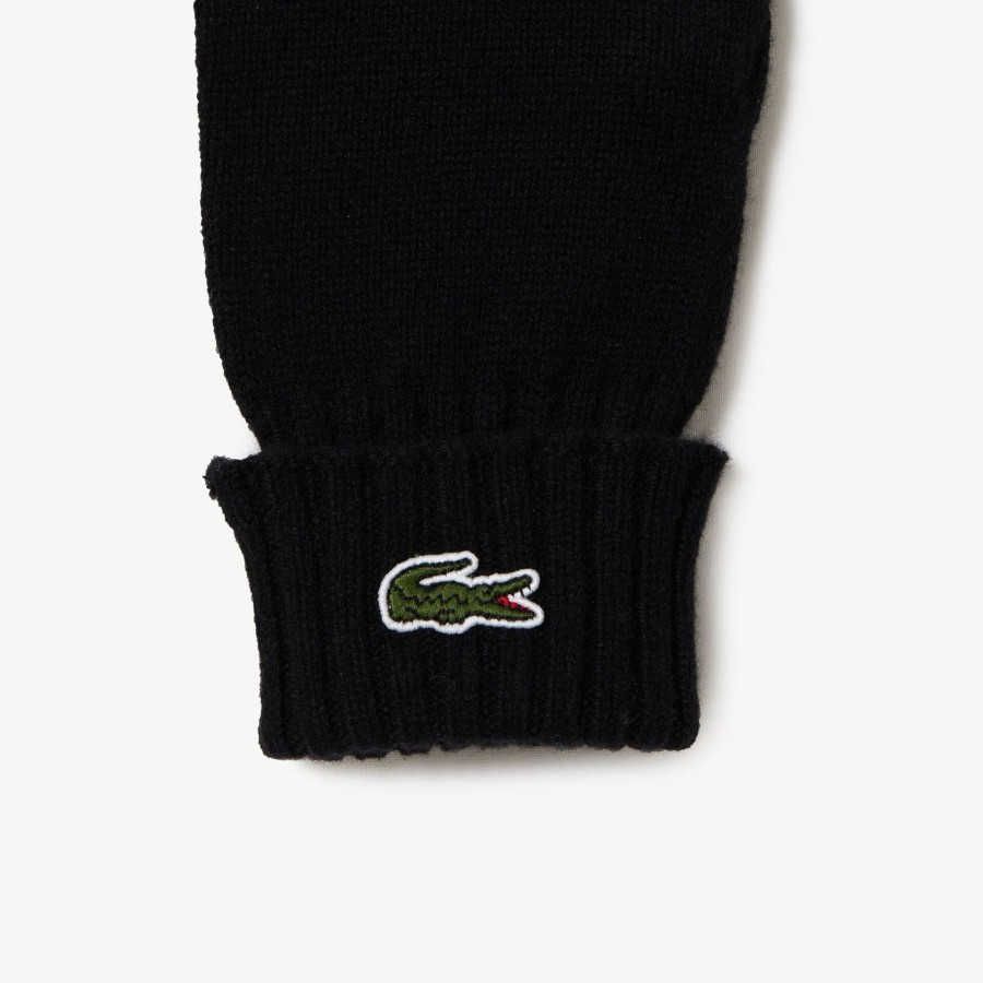 Women Lacoste Scarves & Stoles | Unisex Lacoste Wool Jersey Gloves Black 031