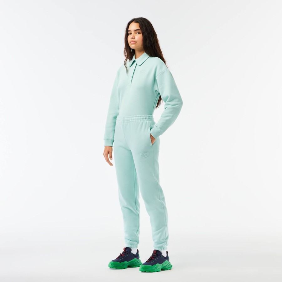 Women Lacoste Trousers & Shorts | Embroidered Jogger Track Pants Pastille Mint Green Lgf