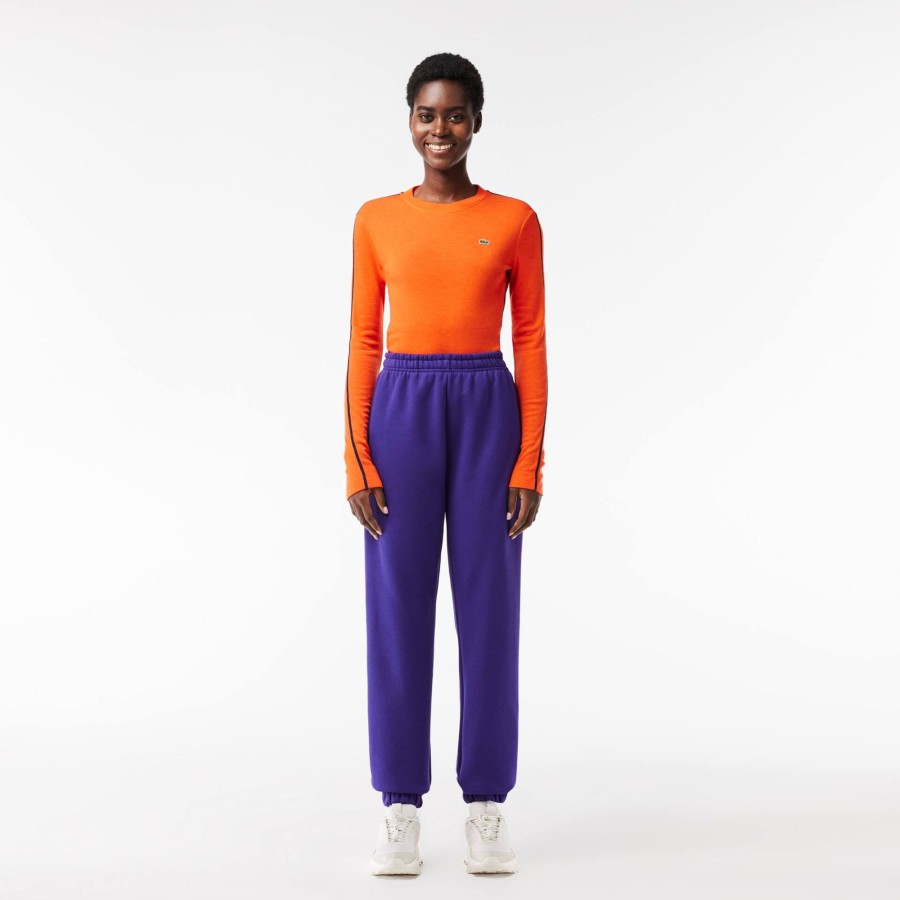 Women Lacoste Trousers & Shorts | Cotton Jogger Track Pants Purple Sni