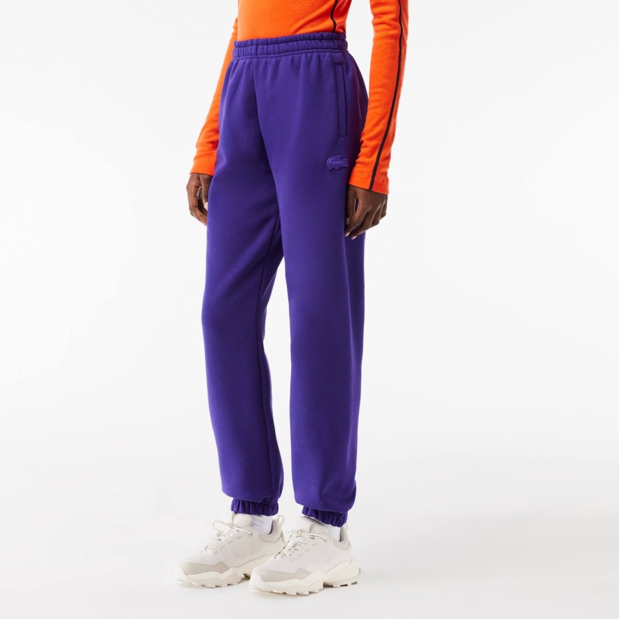 Women Lacoste Trousers & Shorts | Cotton Jogger Track Pants Purple Sni