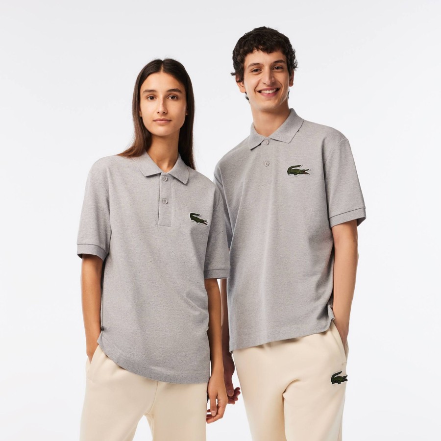 Women Lacoste Polo Shirts | Original L.12.12 Loose Fit 80'S Crocodile Polo Shirt Grey Chine Cca