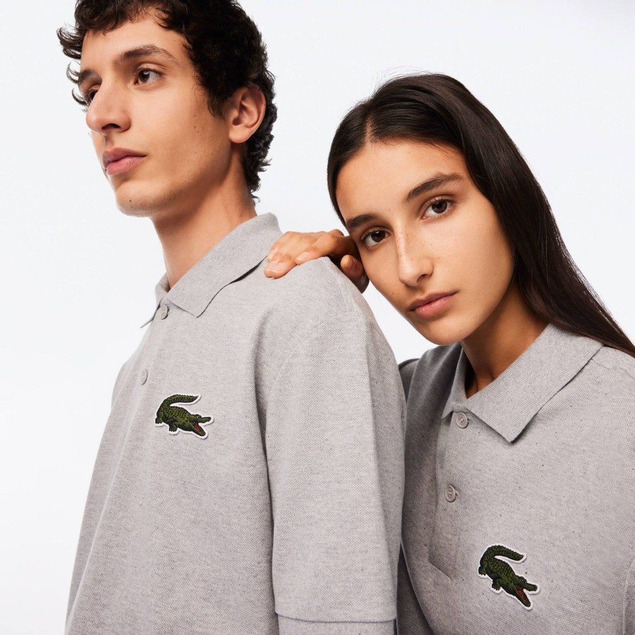 Women Lacoste Polo Shirts | Original L.12.12 Loose Fit 80'S Crocodile Polo Shirt Grey Chine Cca