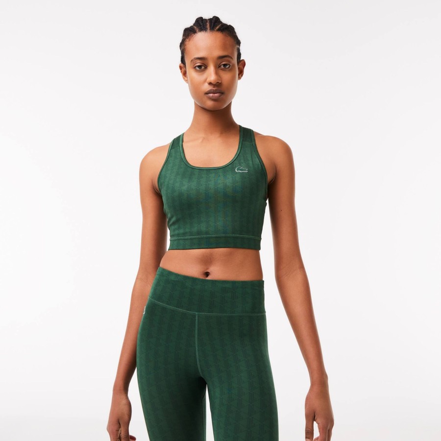 Women Lacoste Fitness & Training | Women'S Lacoste Sport Printed Sports Bra Green D1R