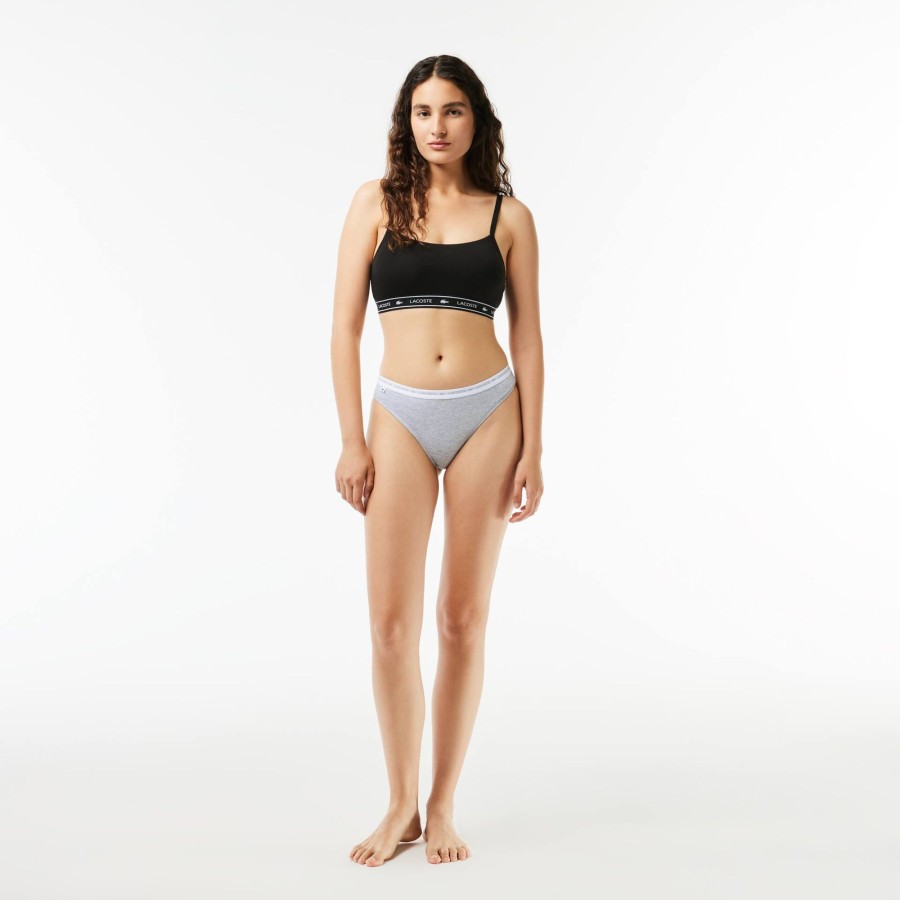 Women Lacoste Underwear & Loungewear | 3-Pack Thongs Black / White / Grey Chine Nua