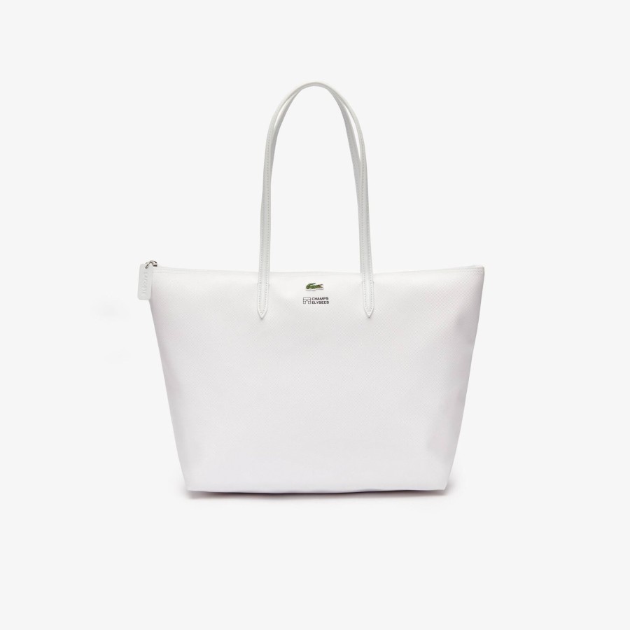 Women Lacoste Bags | Champs-Elysees Zip Tote Bag Bright White 001