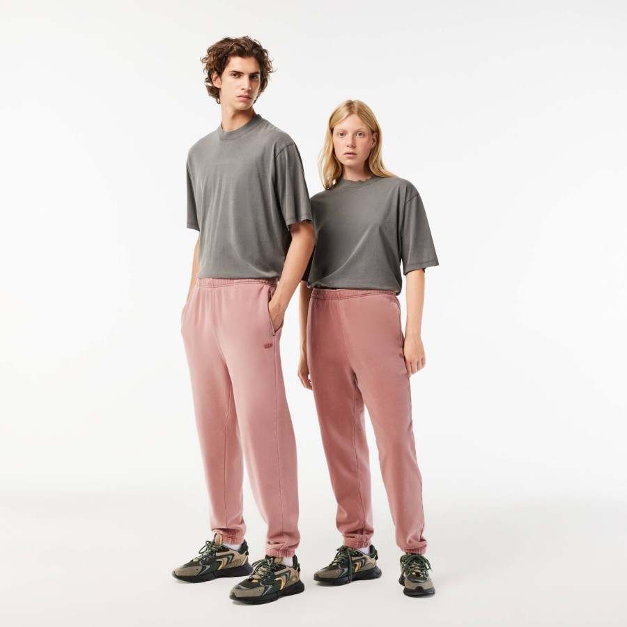 Women Lacoste Trousers & Shorts | Fleece Cotton Jogger Track Pants Pink Rzi