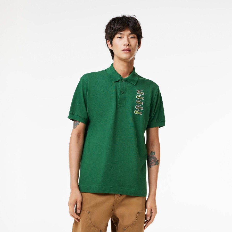 Men Lacoste Polo Shirts | Croc Badge Pique Polo Shirt Pine Green