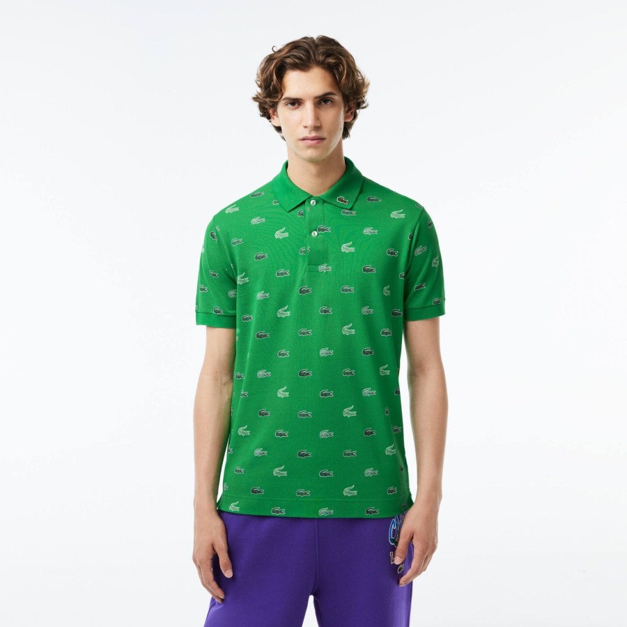 Men Lacoste Polo Shirts | Classic Fit Multi Croc Original L.12.12 Polo Shirt Green