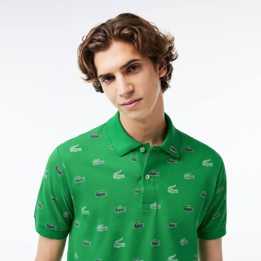 Men Lacoste Polo Shirts | Classic Fit Multi Croc Original L.12.12 Polo Shirt Green