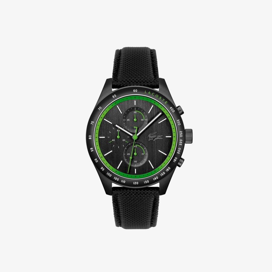 Men Lacoste Watches | Apext Chronograph Leather Watch Black