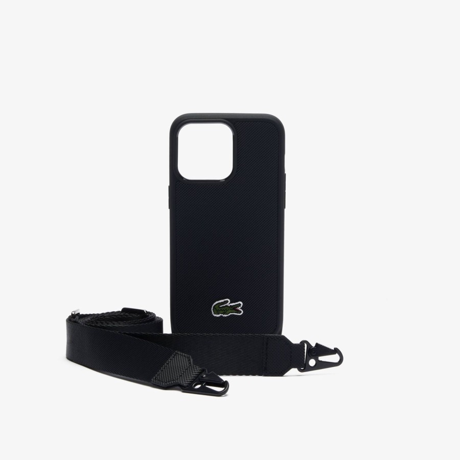 Women Lacoste Iphone Cases | Iphone 15 Pro Max Case With Embroidered Crocodile Noir 000