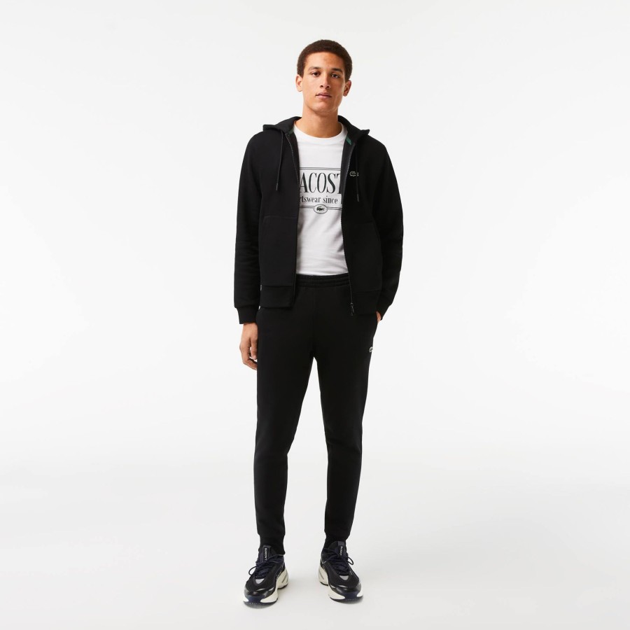 Men Lacoste Tracksuits | Men'S Lacoste Hooded Tracksuit Black