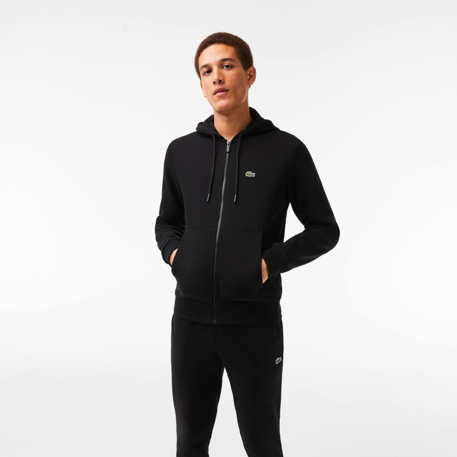 Men Lacoste Tracksuits | Men'S Lacoste Hooded Tracksuit Black