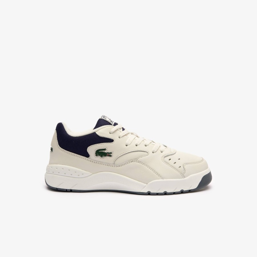 Men Lacoste Sneakers | Men'S Aceline 96 Leather Trainers Off White & Navy