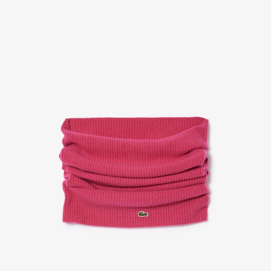 Women Lacoste Scarves & Stoles | Cashmere Ribbed Knit Infinity Scarf Fushia Pink Sqi