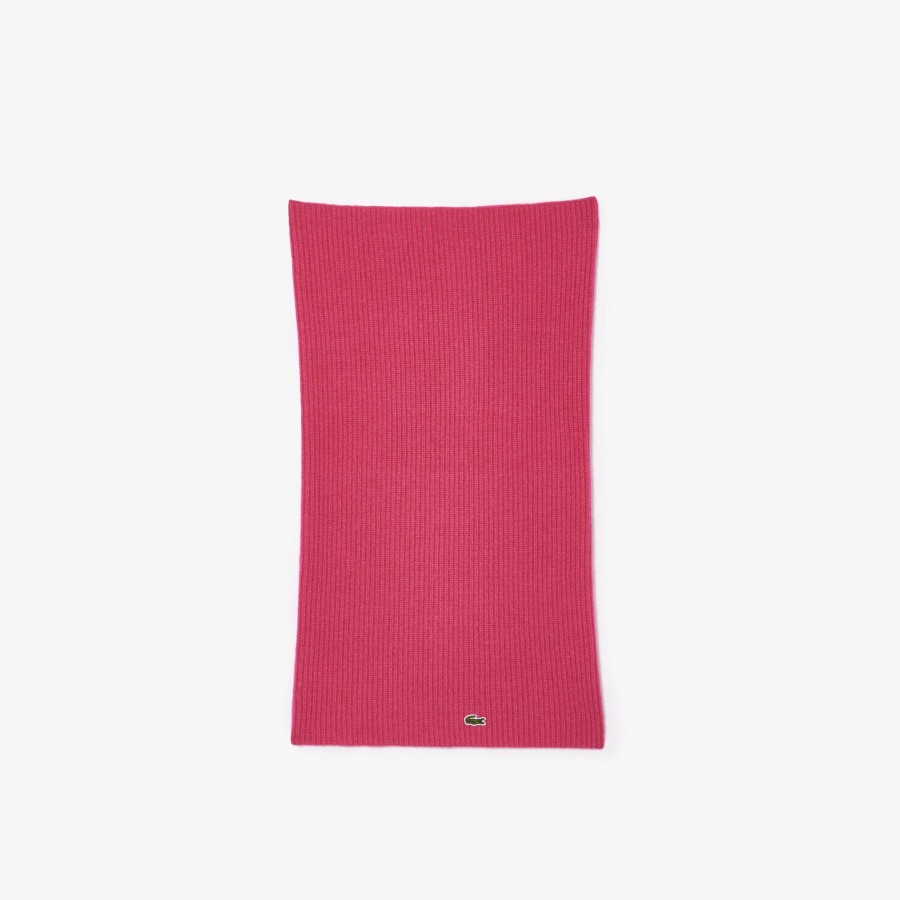 Women Lacoste Scarves & Stoles | Cashmere Ribbed Knit Infinity Scarf Fushia Pink Sqi