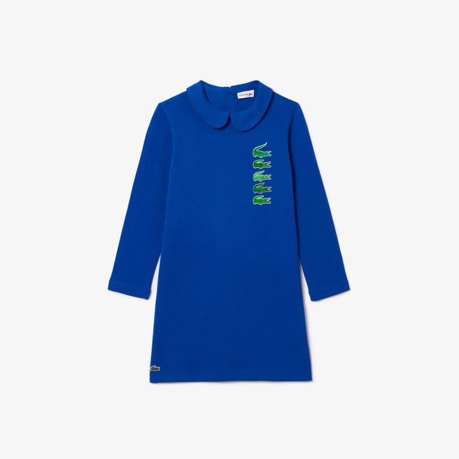 Kids Lacoste Girl Clothing | Back Closure Crocodile Polo Dress Gentian Blue Jq0