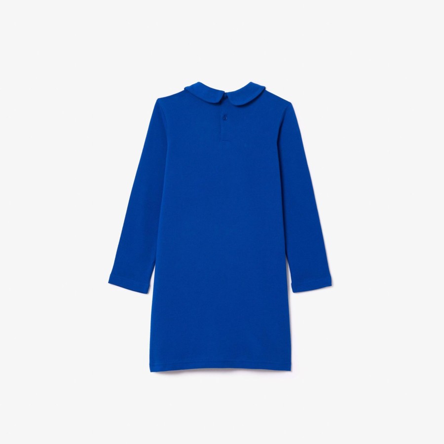 Kids Lacoste Girl Clothing | Back Closure Crocodile Polo Dress Gentian Blue Jq0