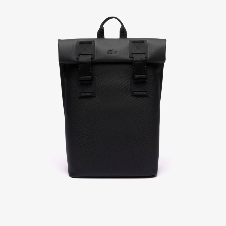 Men Lacoste Backpack | Roll Top Computer Pocket Backpack Noir