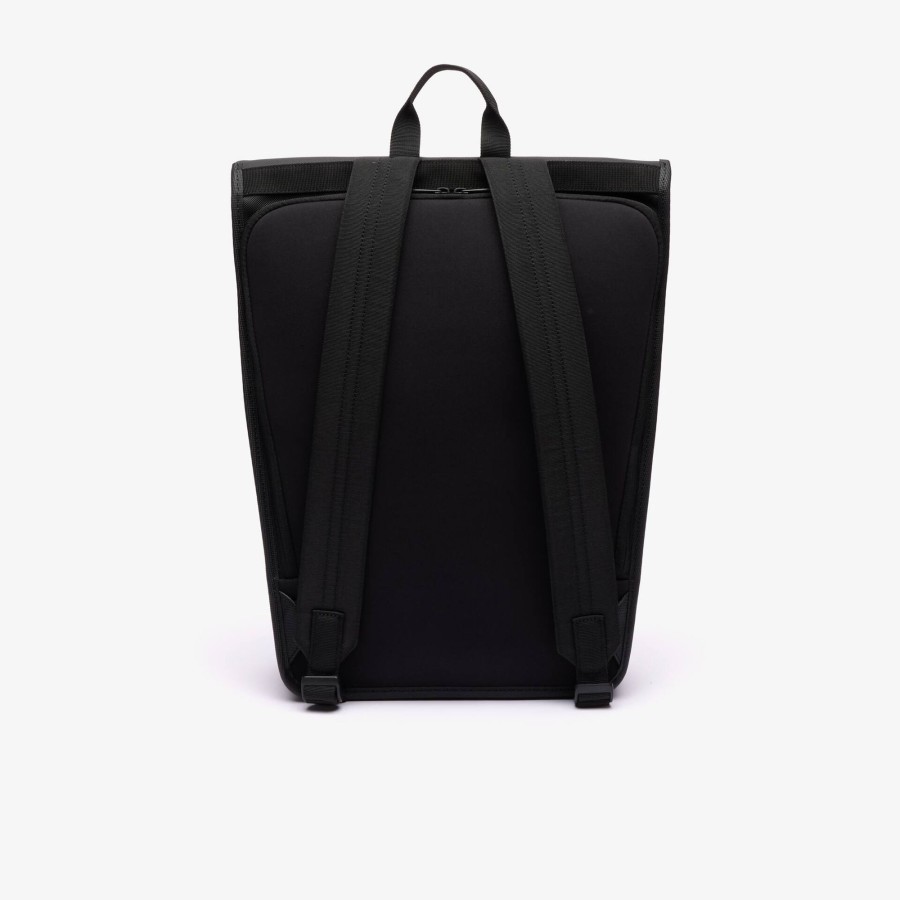 Men Lacoste Backpack | Roll Top Computer Pocket Backpack Noir