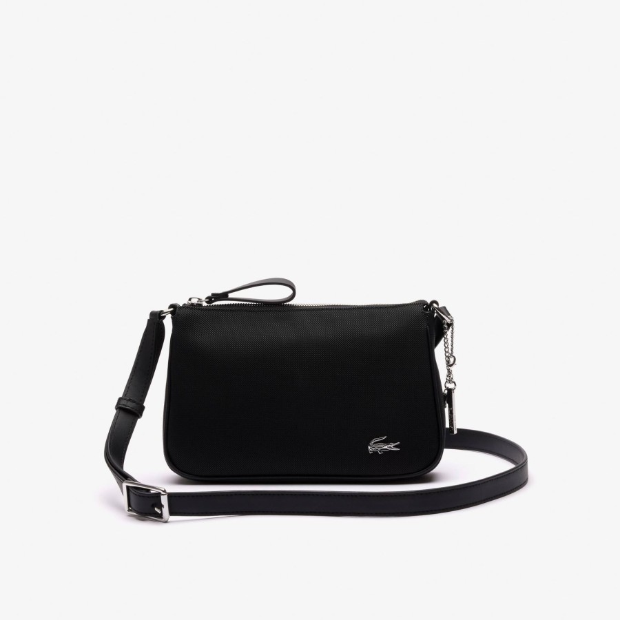 Women Lacoste Bags | Daily Lifestyle Coated Canvas Crossover Purse Noir 000