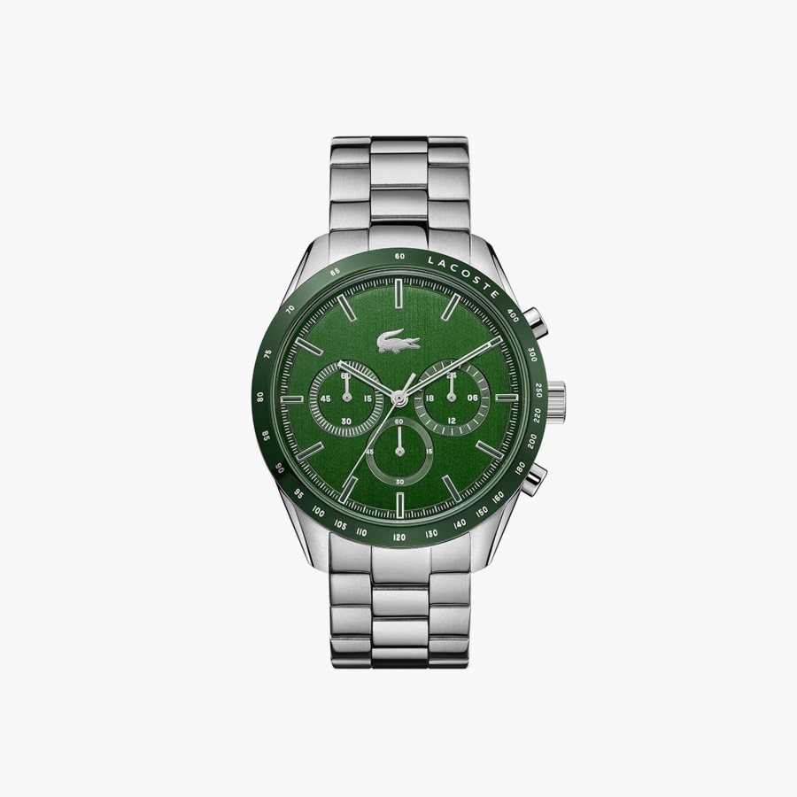 Men Lacoste Watches | Boston Chrono Watch - Green With Stainless Steel Strap Silver