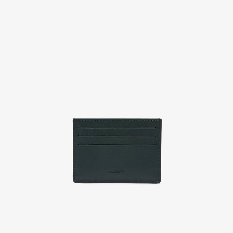 Men Lacoste Wallets & Small Leather Goods | Leather Monogram Print Card Holder Sinople