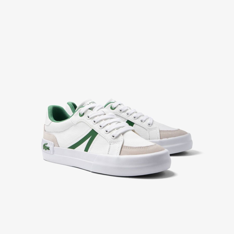 Kids Lacoste Shoes | Juniors' Lacoste L004 Textile Trainers White & Green 082