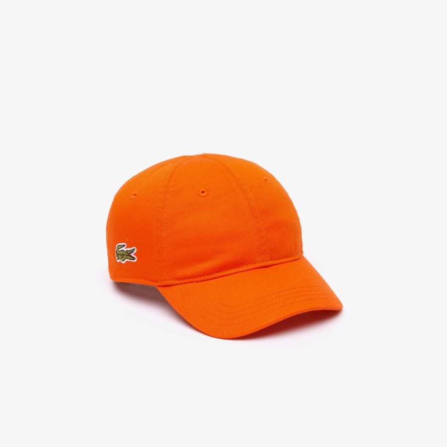 Kids Lacoste Accessories | Kids' Solid Gabardine Cap Dark Orange Sji