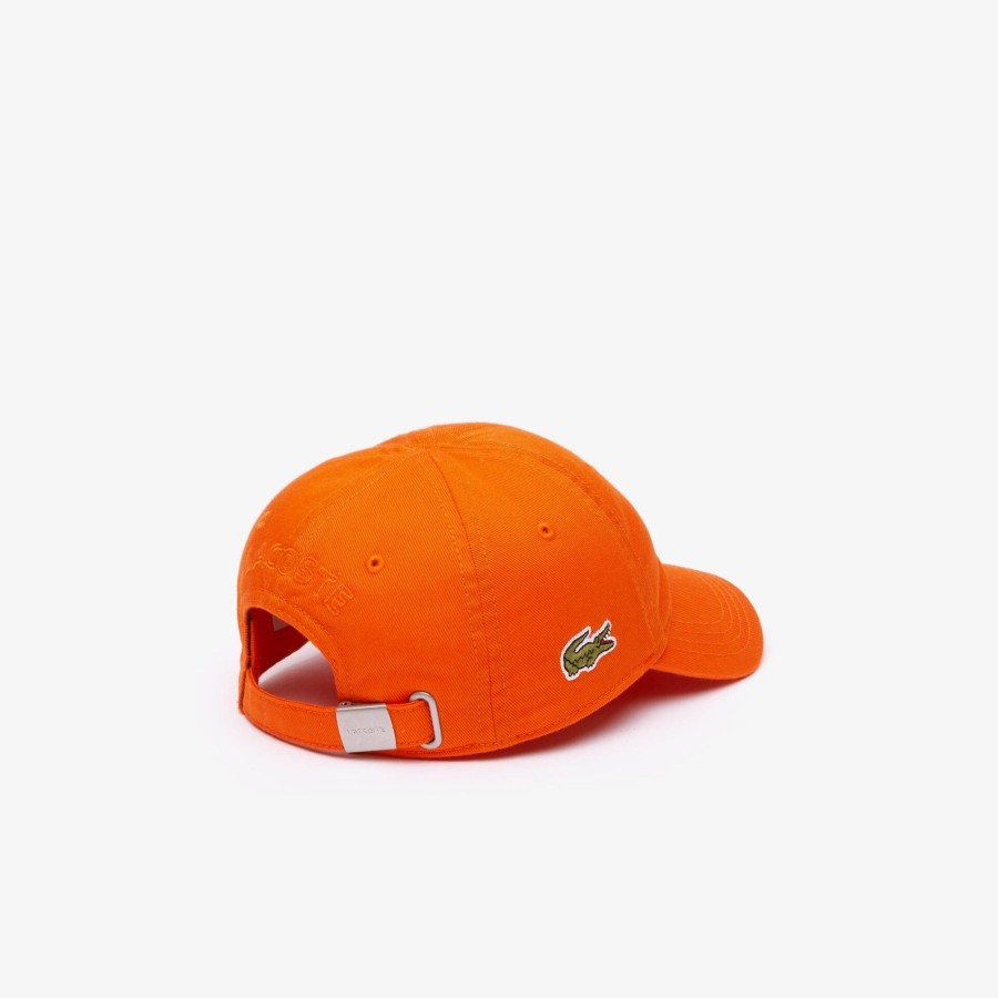 Kids Lacoste Accessories | Kids' Solid Gabardine Cap Dark Orange Sji