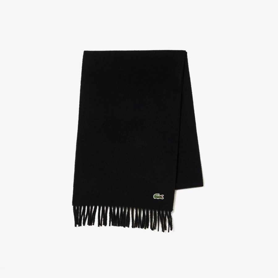 Women Lacoste Scarves & Stoles | Unisex Felt Wool And Cashmere Scarf Set Black 031